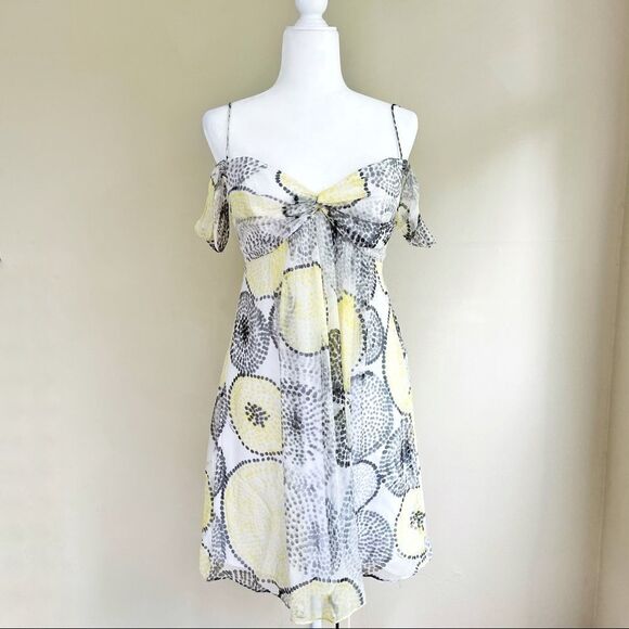 Vintage Milly NY Silk OTS Yellow Polka Dot Dress - Picture 1 of 12
